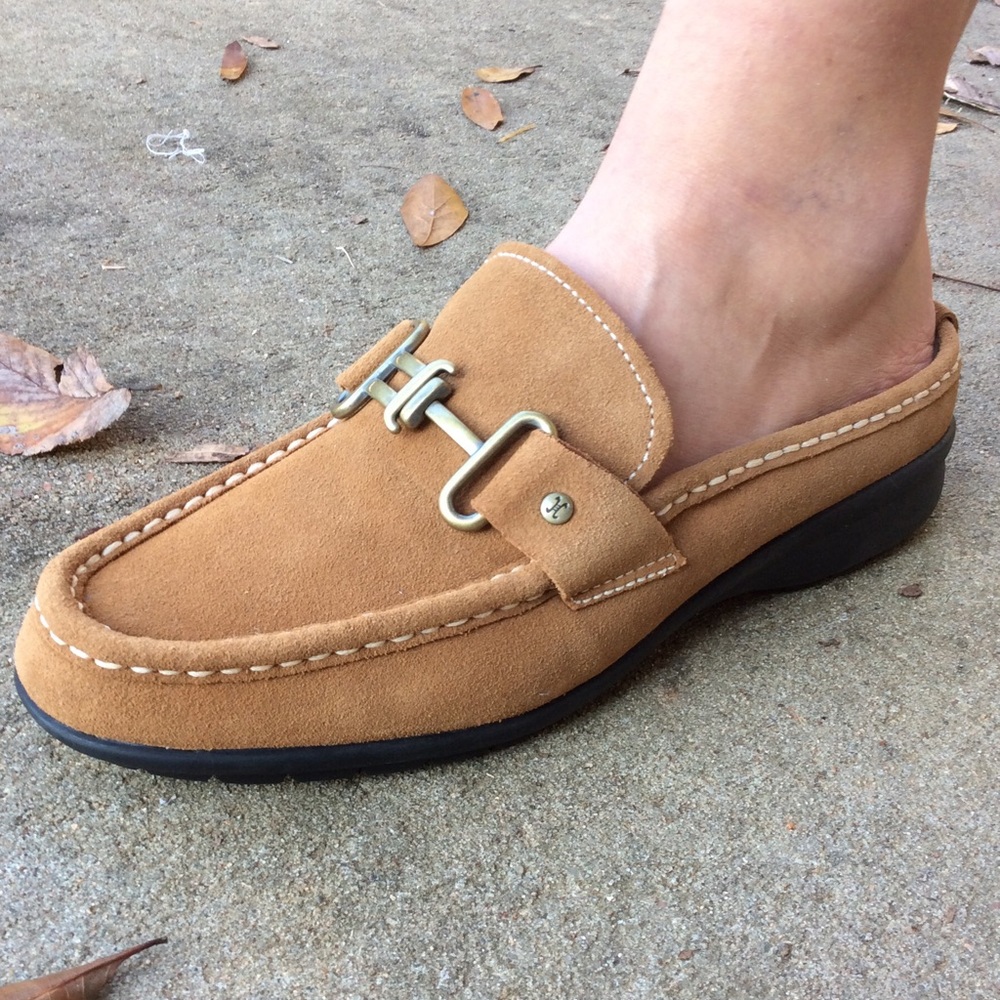 Cole Haan Tan Suede Backless Mule Loafers